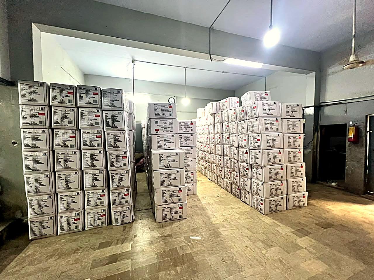 Export cartons ready for shipment at Fine Apparels