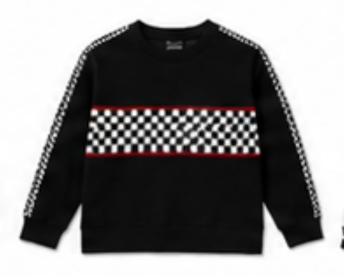 Checkerboard panel long sleeve top