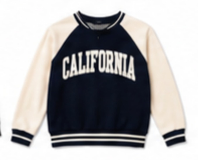 California varsity-style raglan sweatshirt
