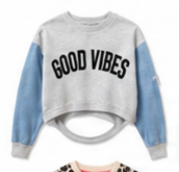 Good Vibes colourblock cropped sweatshirt